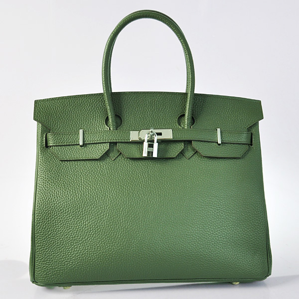 H35POSG Hermes Birkin 35CM pelle clemence in verde dell'esercito con S